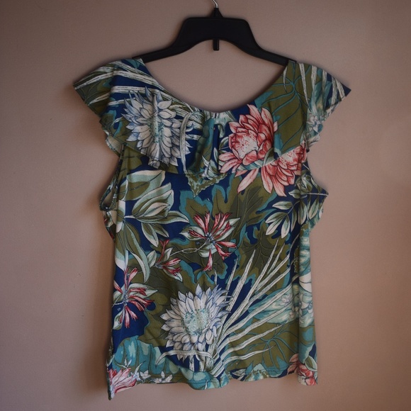 Women's Botanical Print Blouse Petite Large - Picture 2 of 4
